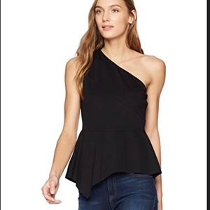 BCBG One shoulder black top